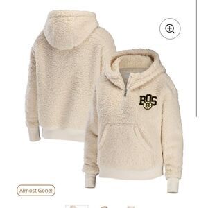 Boston Bruins WEAR by Erin Andrews Women's Sherpa Quarter-Zip Hoodie - Cream xl